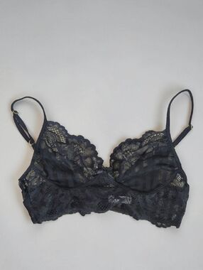 Mapale Pinstripe Lace Bralette Black Sheer Lingerie Whimsy Goth XL